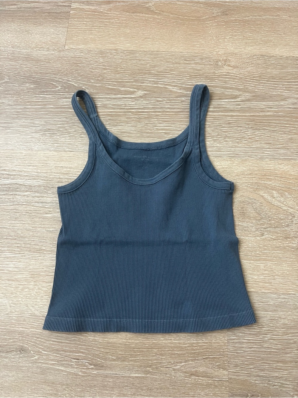 Brandy Melville Beyonca Ribbed Crop Tank Top — Slate Dusty Blue Navy